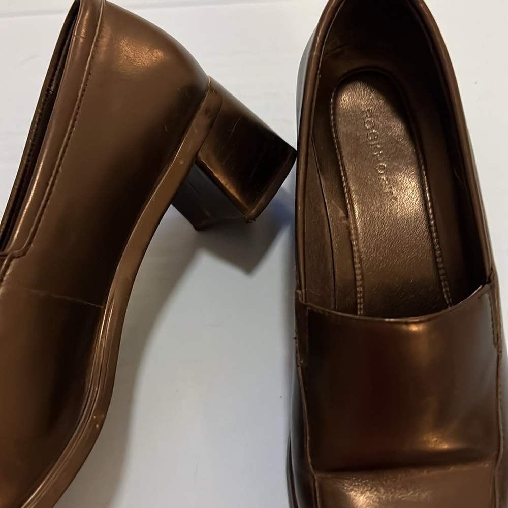 Rockport Loafers women’s Leather 8M shoes heeled Black slip ons comfort career - Picture 7 of 16